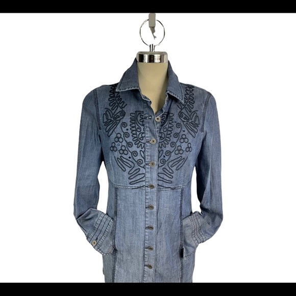 Laura Blue Denim embroidered Jacket Size 8 - Picture 3 of 16